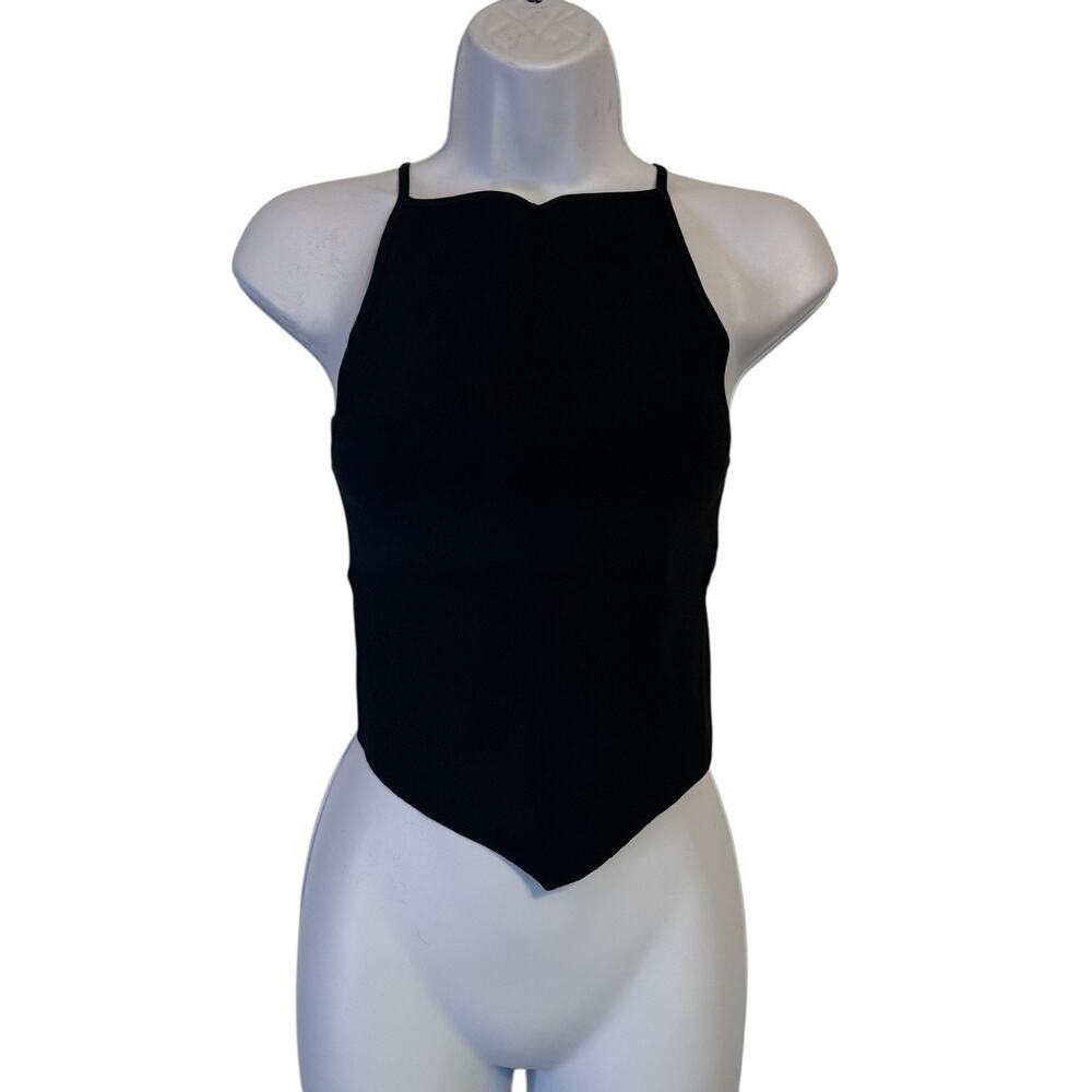 WeWoreWhat Women's XS Black Handkerchief Hem Crop Top NWT